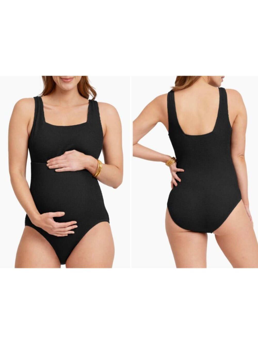 New Seraphine Women's Size XL Black Textured Maternity One-Piece Swimsuit